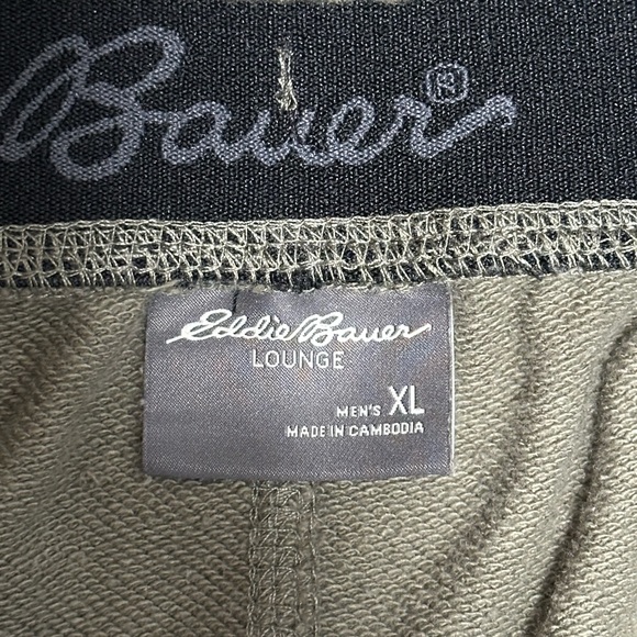 Men's Eddie Bauer XL Jogger Athletic Olive Green Side Zipper 4 Pockets Lounge - Picture 10 of 12
